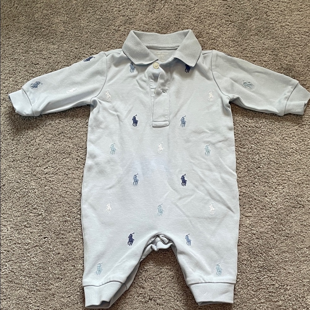 Polo by Ralph Lauren Light Blue Bodysuit with Embroidered Accents